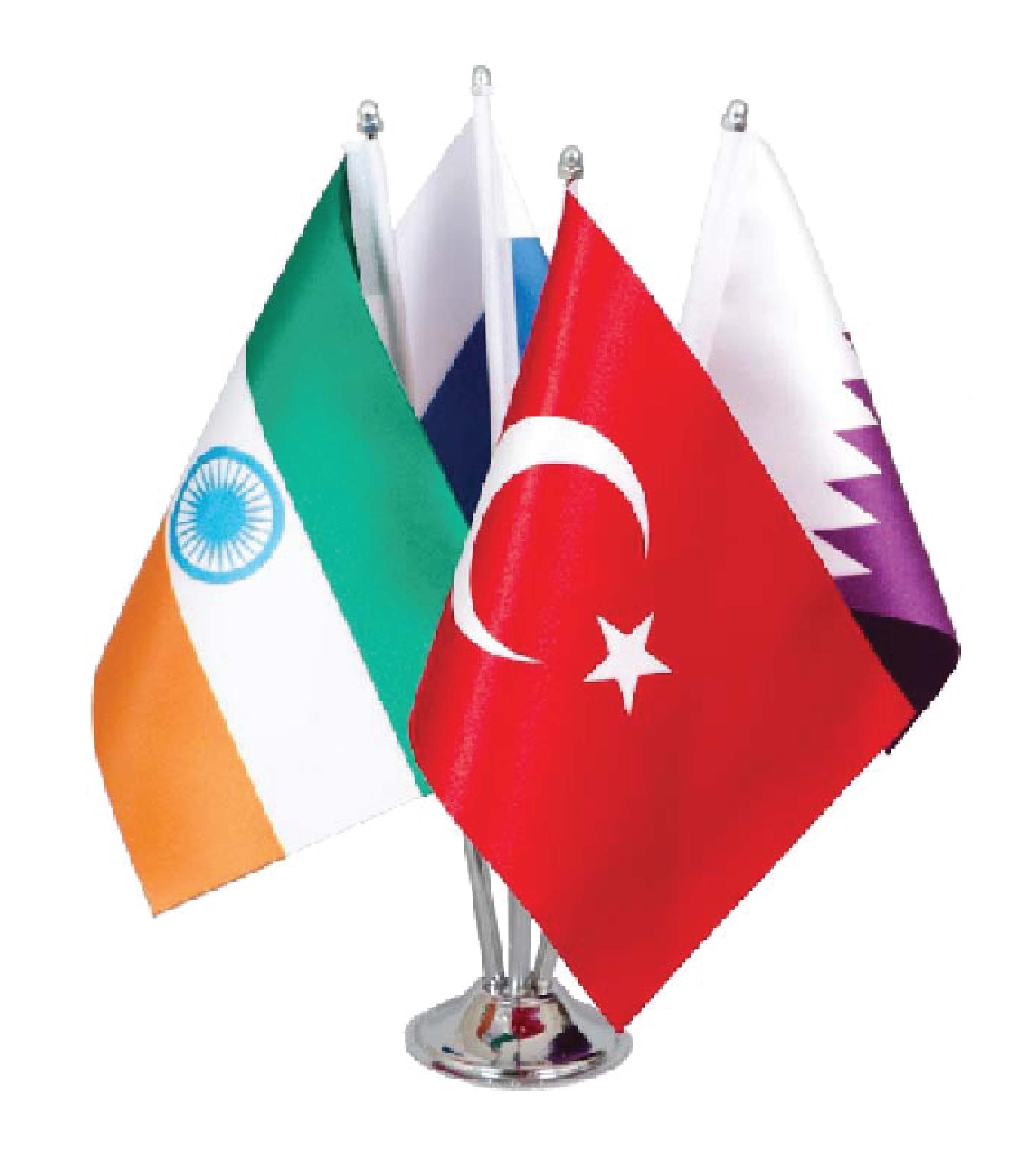 Promosyon Dörtlü Masa Bayrağı BYK-140 | 4’lü Direkli Kurumsal Ofis Tipi Masaüstü Bayrak Seti