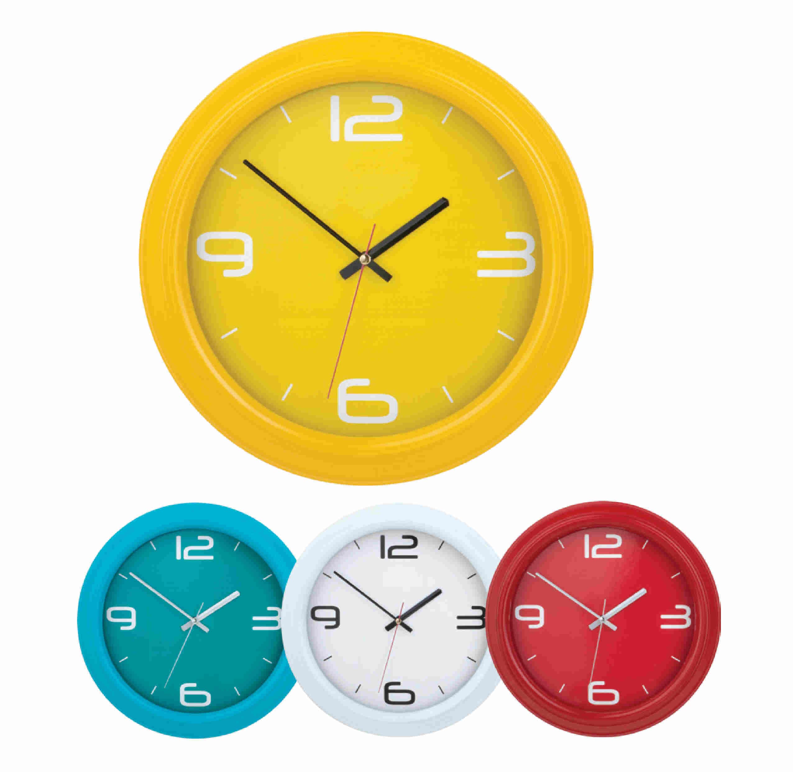 Promosyon Duvar Saati DS-330 (35 cm) | Renkli Kadran Plastik Kasa Logo Baskılı Saat