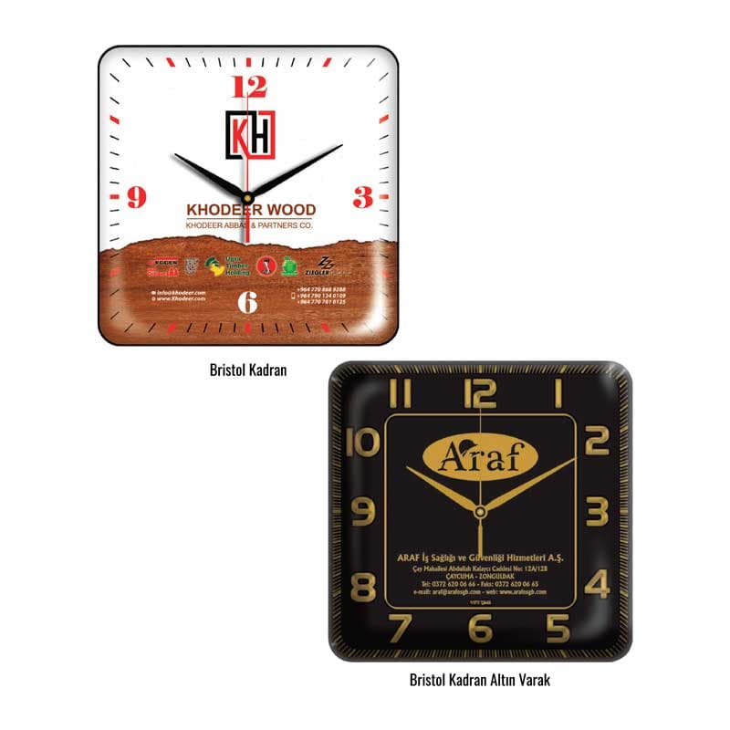 Promosyon Duvar Saati DS-340 (35 cm) | Bombe Cam Logo Baskılı Şık Duvar Saati