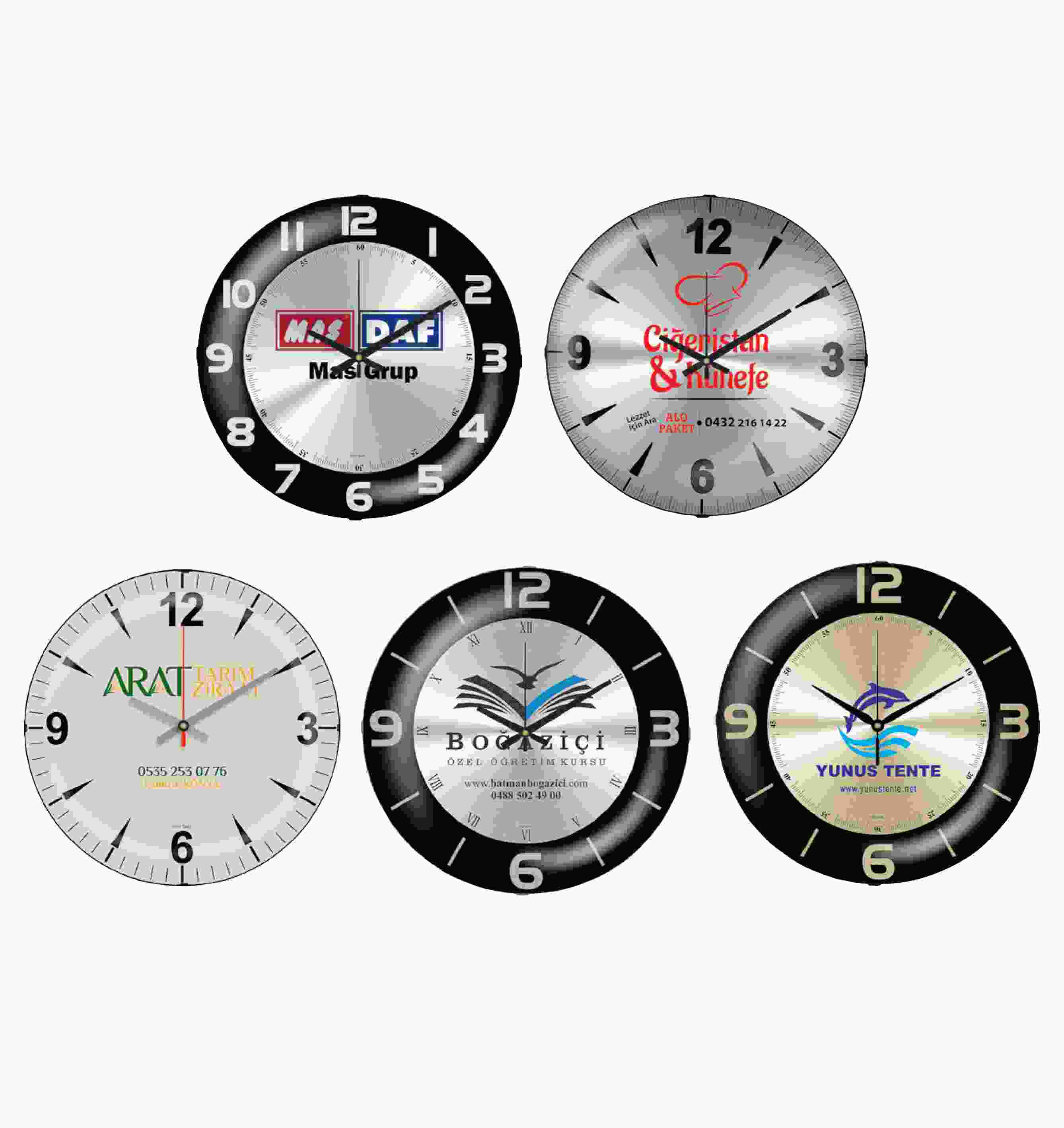 Promosyon Duvar Saati DS-350 (35 cm) | Bombe Cam Modern Tasarım Logo Baskılı Saat