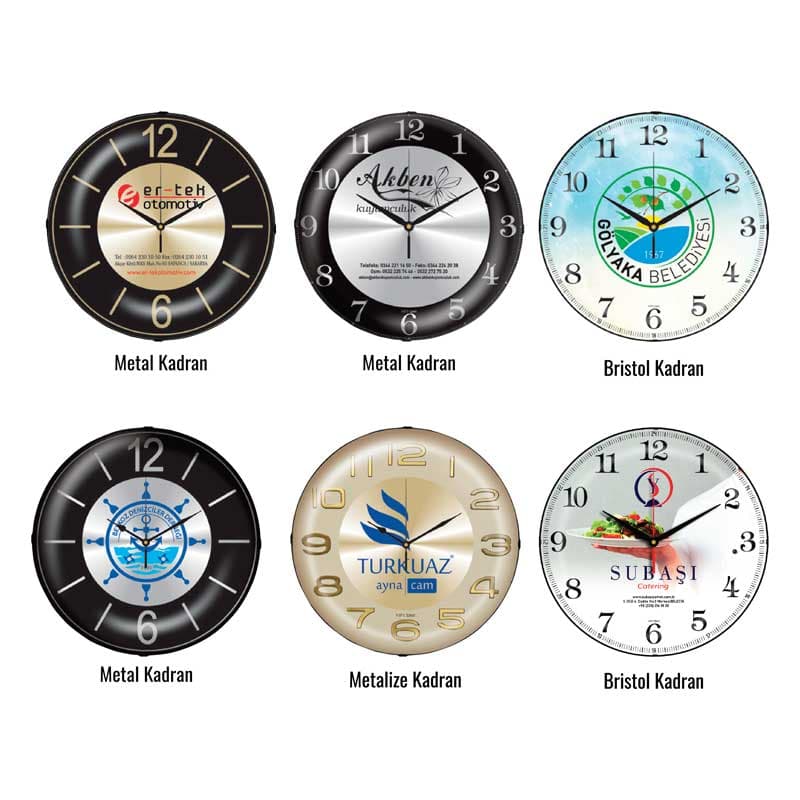 Promosyon Duvar Saati DS-360 (30 cm) | Bombe Cam Logo Baskılı Şık Duvar Saati
