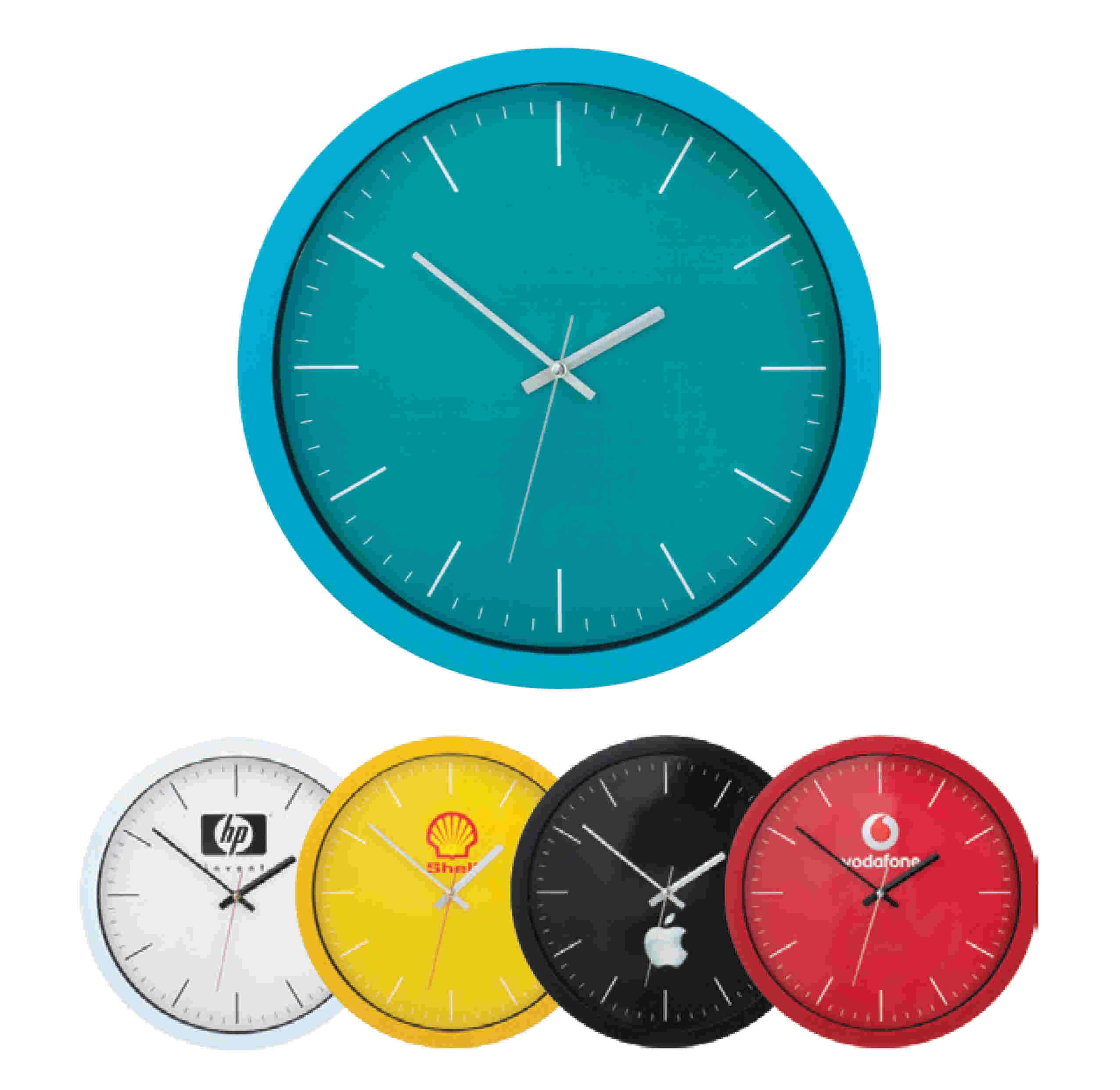 Promosyon Duvar Saati DS-380 (35 cm) | Renkli Kadran Plastik Kasa Logo Baskılı Saat
