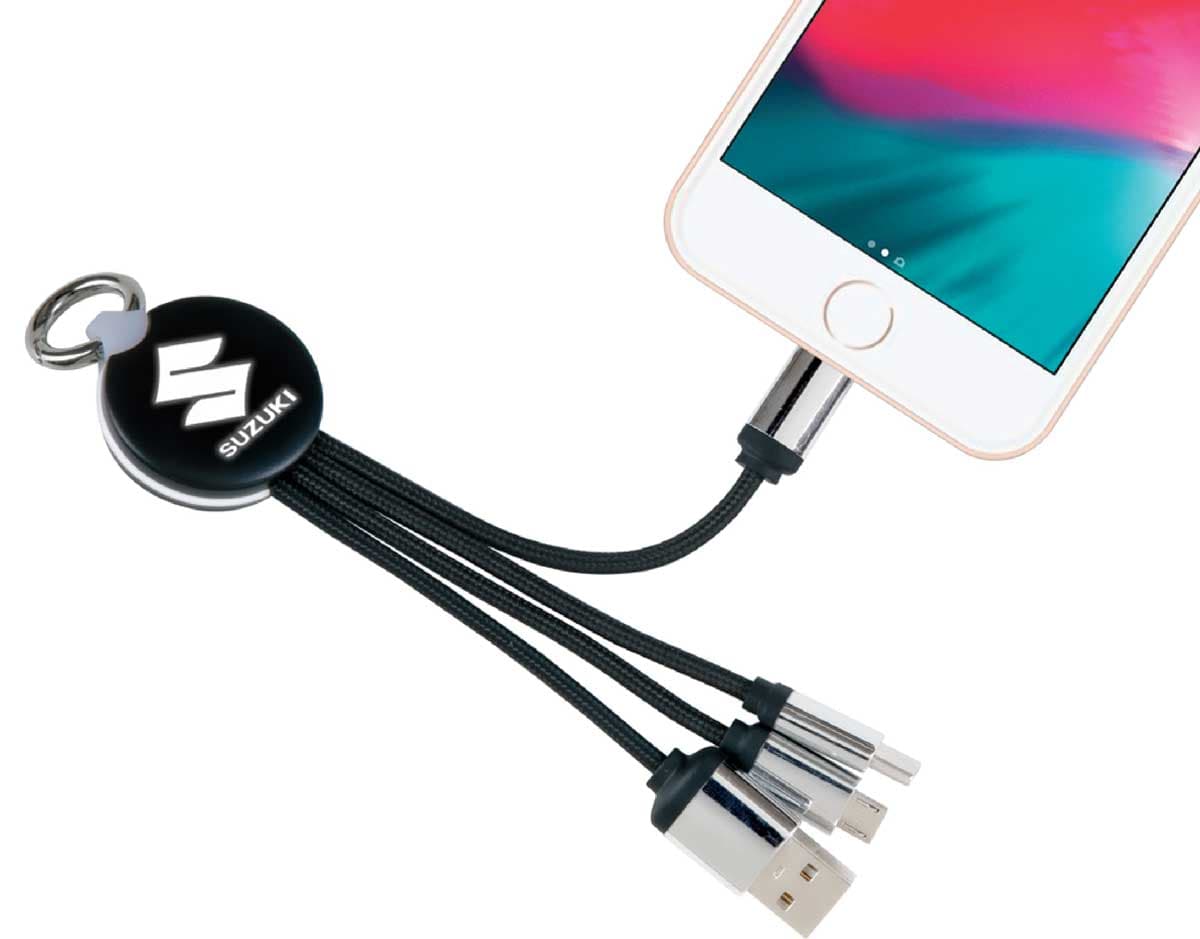 Promosyon LED Işıklı Çoklu Şarj Kablosu KBL-420 | iOS, Micro USB, Type-C, Anahtarlıklı