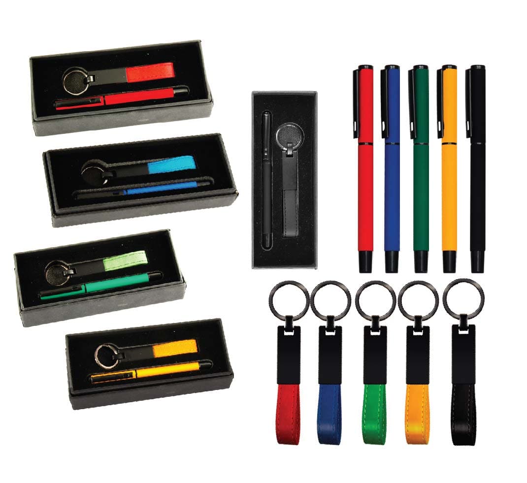 Promosyon Kalem Seti KS-210 | Deri & Metal Anahtarlıklı Premium Hediye Seti