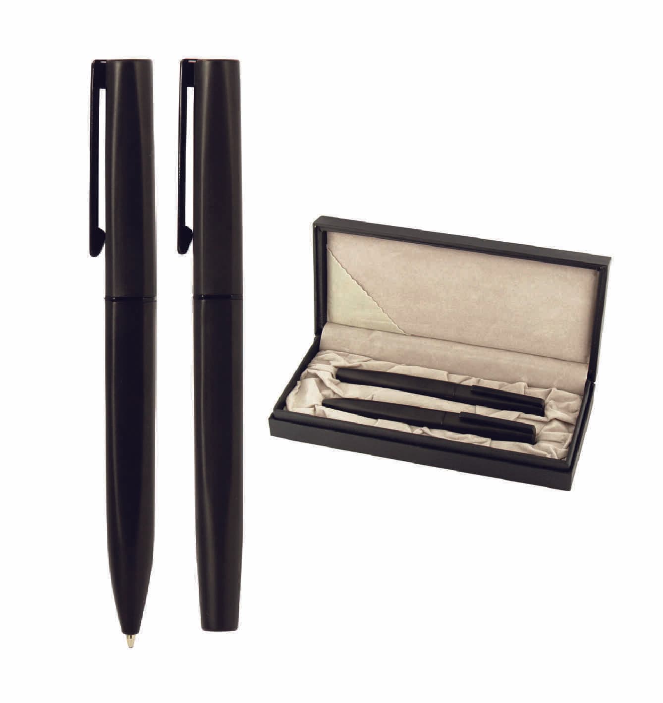 Promosyon Kalem Seti KS-290 | Minimal Siyah Roller & Tükenmez Kalem Seti