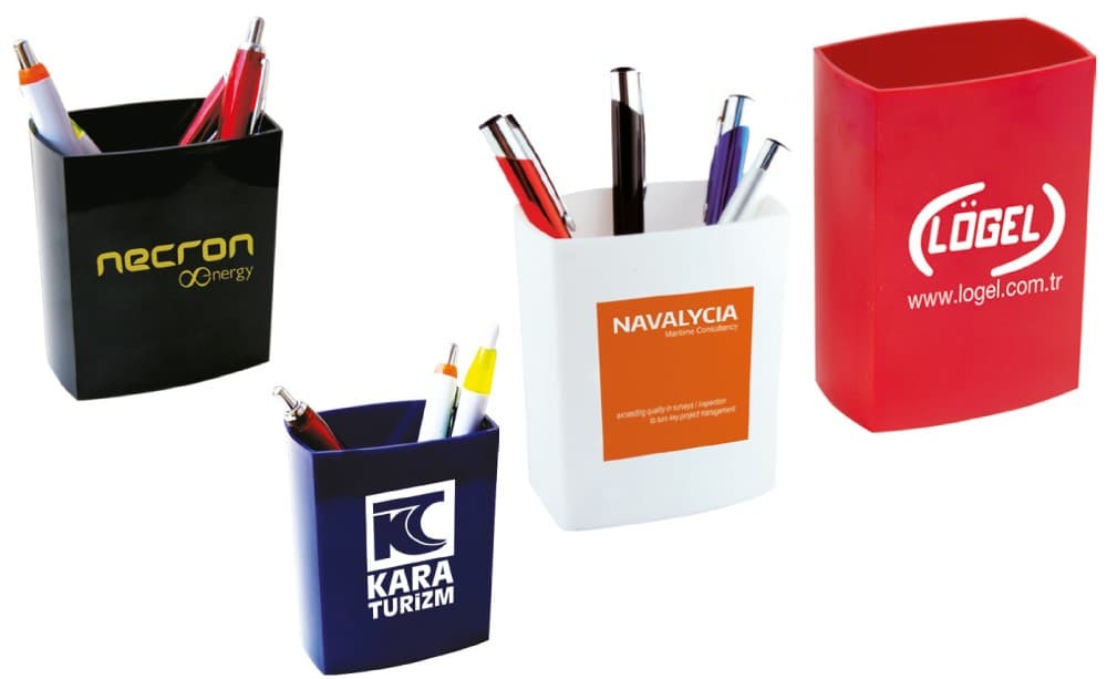 Promosyon Kalemlik PÜ-100 | Masa Üstü Reklam Ürünü (10x8x5.4 cm)