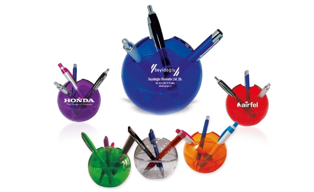 Promosyon Yonca Kalemlik PÜ-130 | Dekoratif Masa Üstü Kalemlik (19x9 cm)