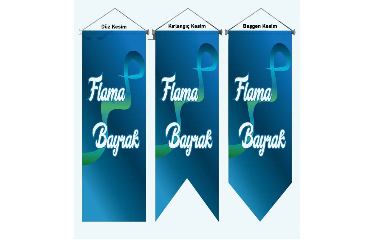 Promosyon Kırlangıç Bayrak 50x150 cm BYK-160 | Dikey Flama Bayrak (Düz / Kırlangıç / Beşgen Kesim)