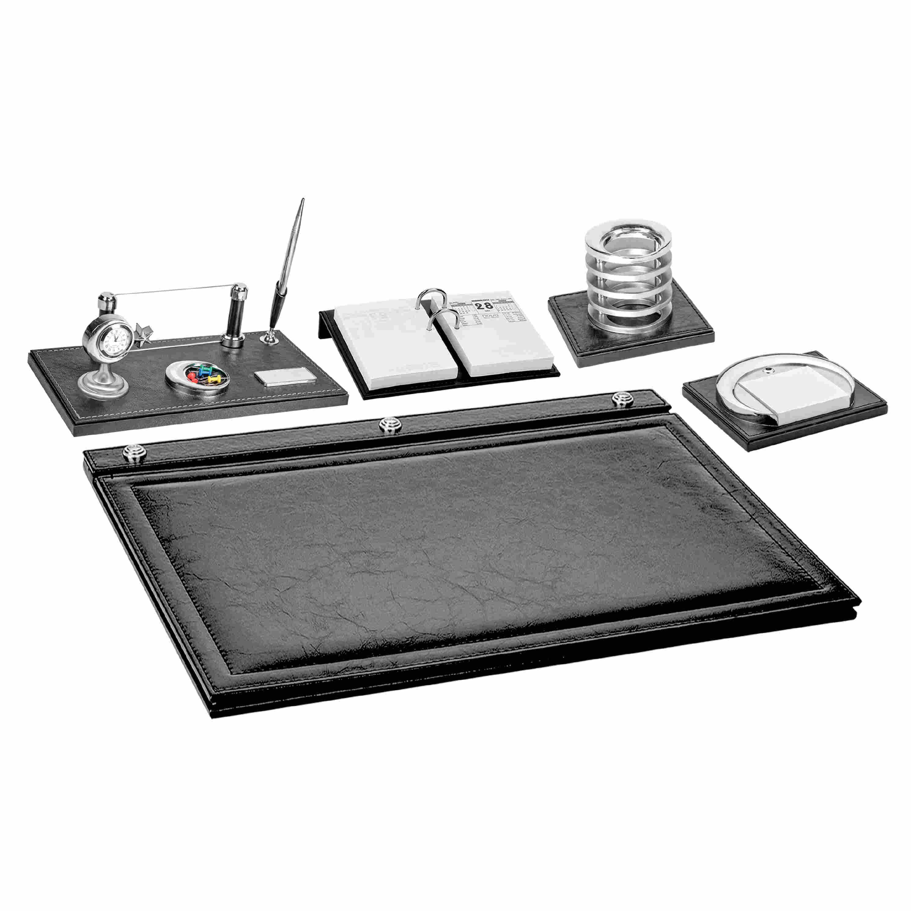 Promosyon Masa Sümeni MSN-110 | 6 Parça Deri Ofis Masa Seti (Takvimlik, Dosyalık, Kalemlik)