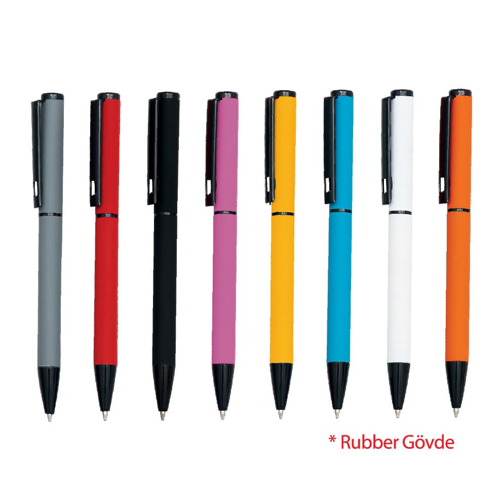 Promosyon Metal Kalem MK-130 | Logo Baskılı Rubber Gövdeli Promosyon Kalem