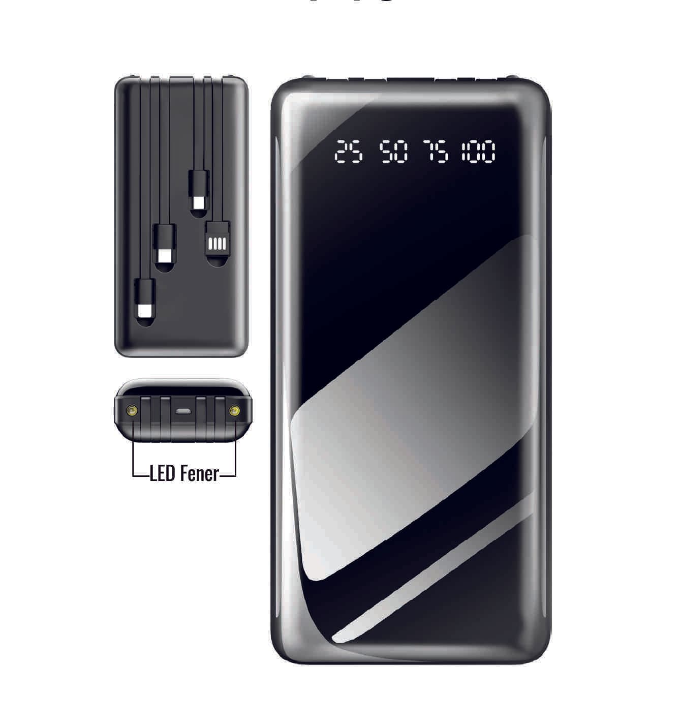 Promosyon Powerbank 20.000 mAh LED Fenerli PB-140 | Logo Baskılı Powerbank