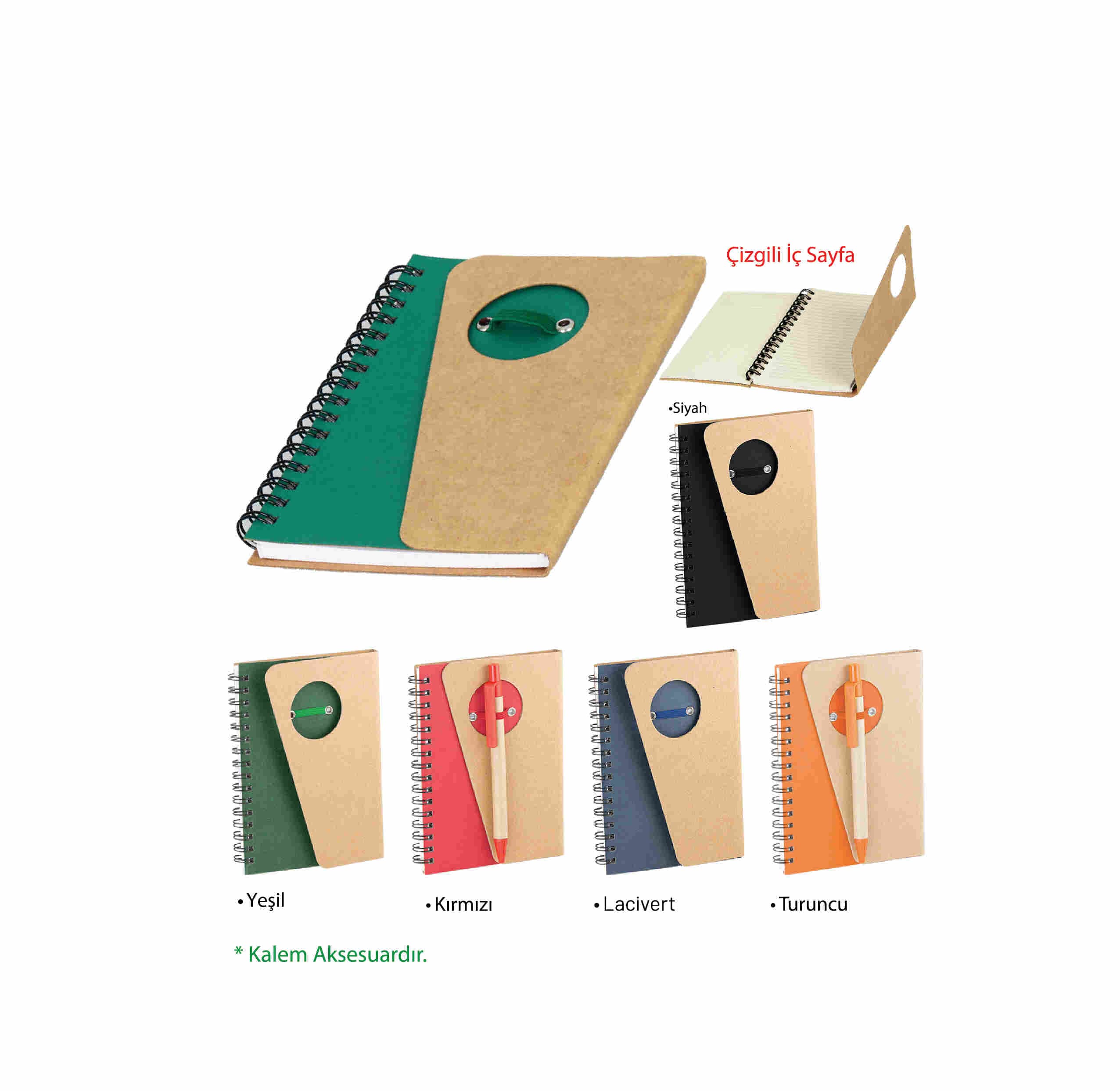 Promosyon Renkli Yapışkanlı Notluk GD-180 | Kraft Kapak Logo Baskılı Not Defteri