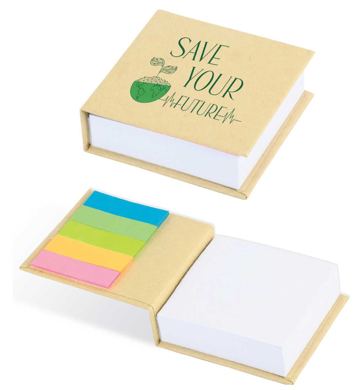 Promosyon Renkli Yapışkanlı Notluk GD-220 | Kraft Kapak Logo Baskılı Notluk