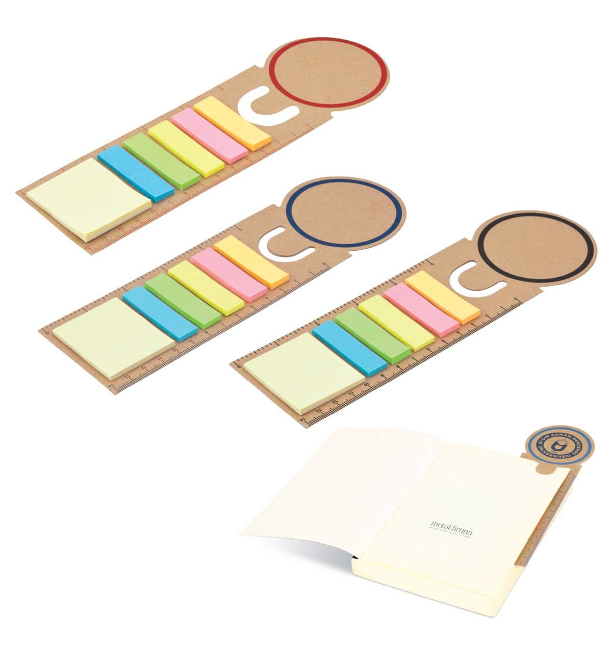 Promosyon Renkli Yapışkanlı Notluk GD-240 | 5,6 x 21 cm Logo Baskılı Notluk