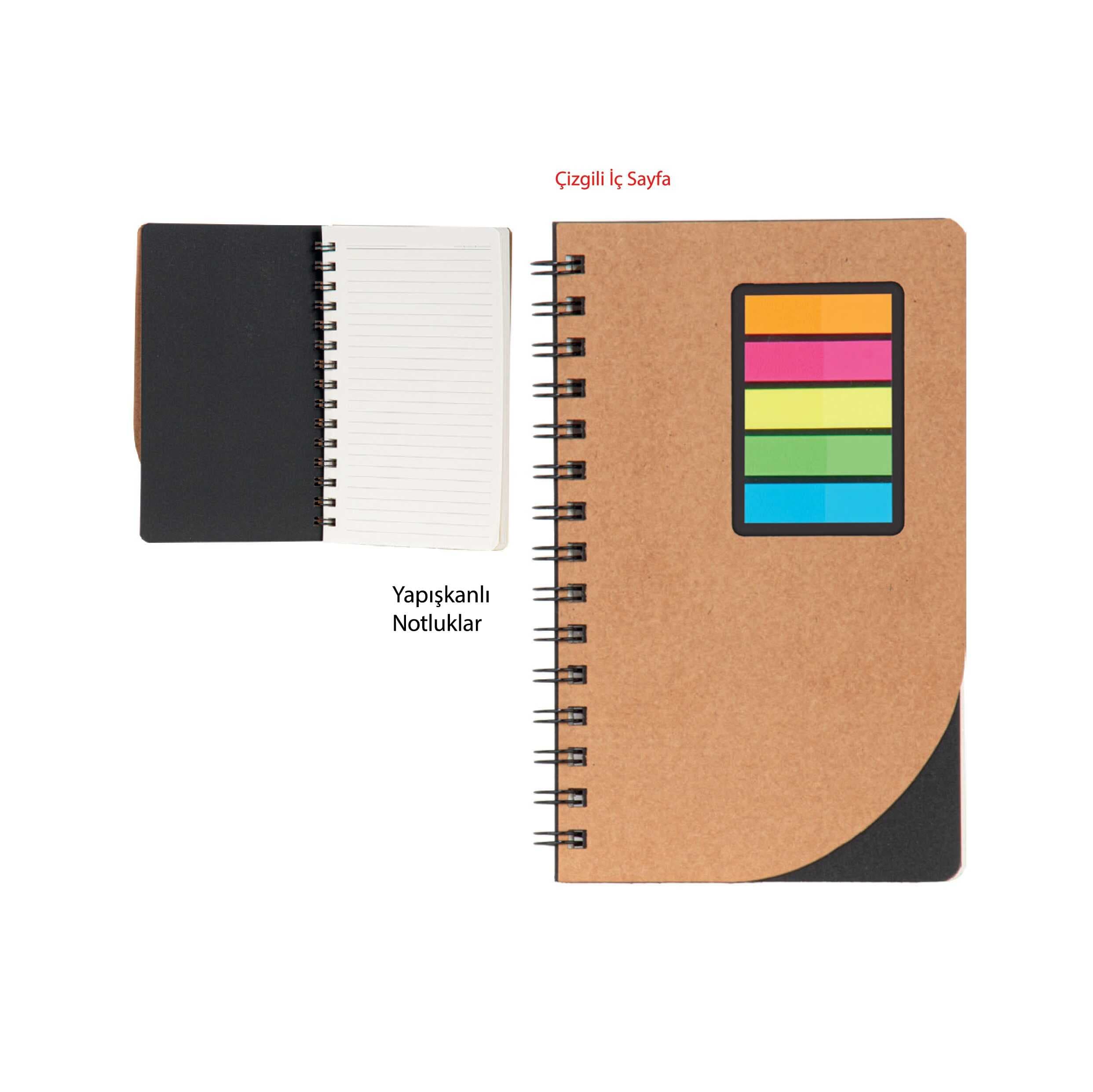 Promosyon Spiralli Defter Yapışkanlı Notluk GD-170 | Logo Baskılı Geri Dönüşümlü Defter