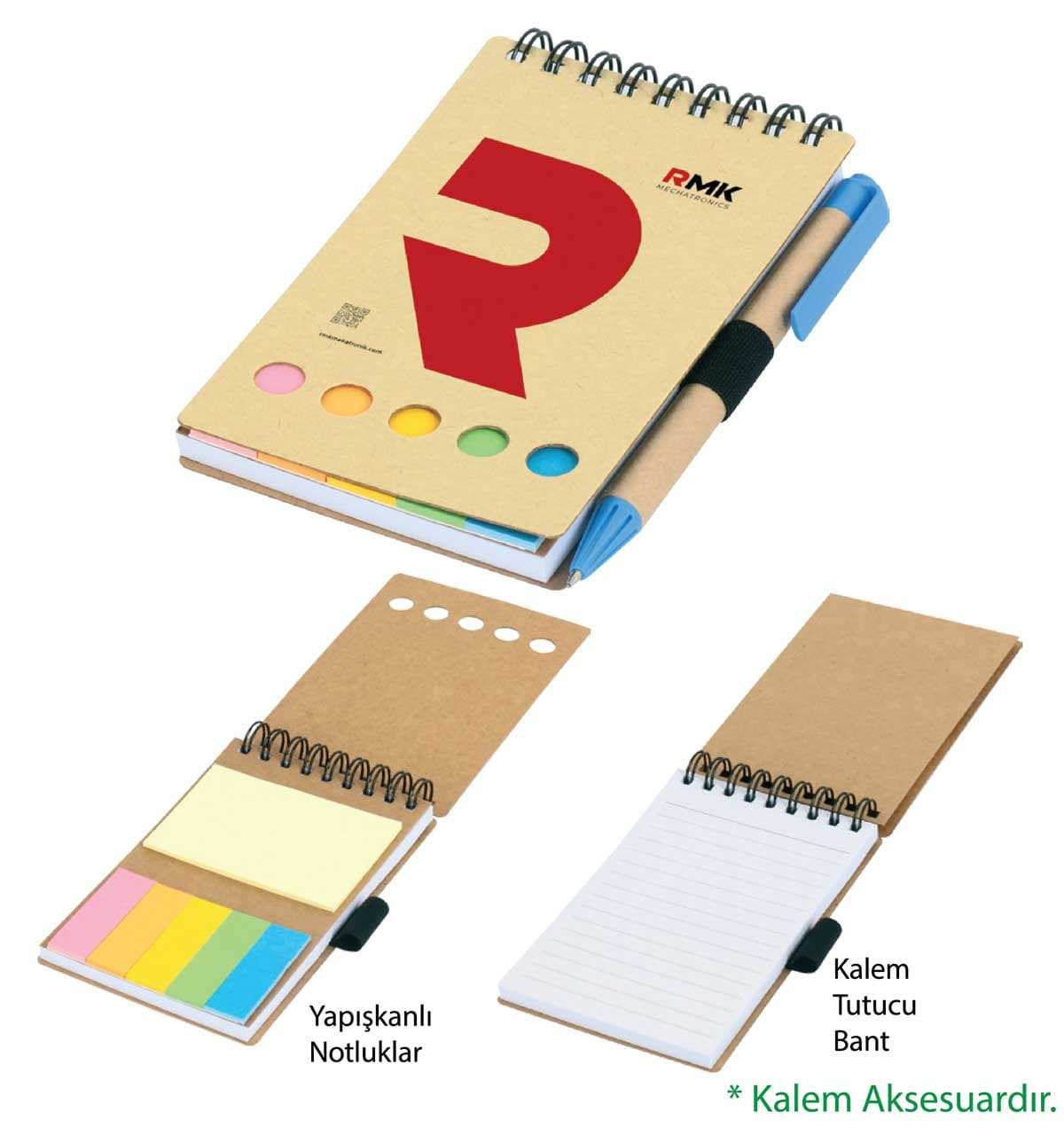 Promosyon Spiralli Not Defteri GD-160 | Kraft Kapak Logo Baskılı Not Defteri