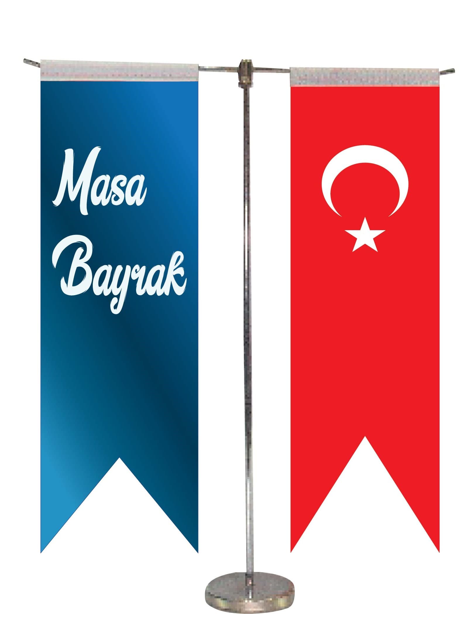 Promosyon T Masa Bayrağı BYK-200 | Çift Banner Tipi Masaüstü Ofis Bayrağı