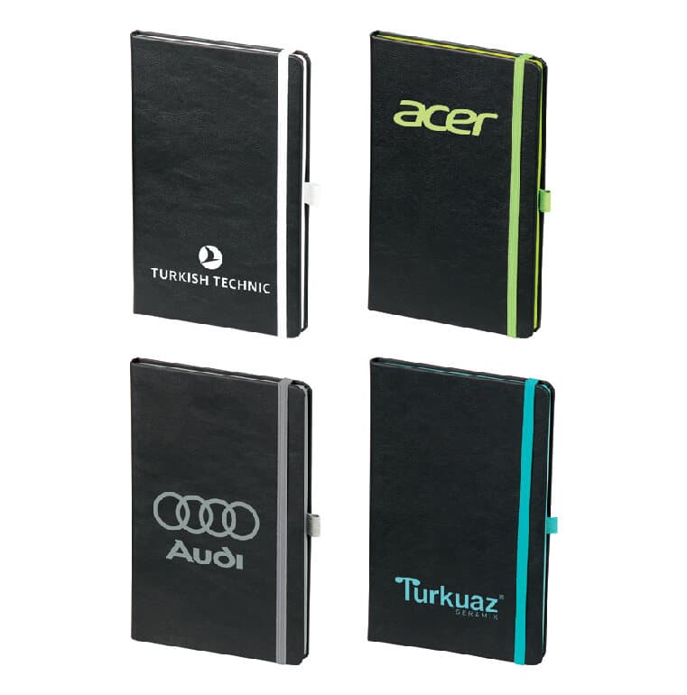 Promosyon Tarihsiz Defter TD-330 | Renkli Kenar, Lazer Kazıma Logo Baskılı Premium Defter