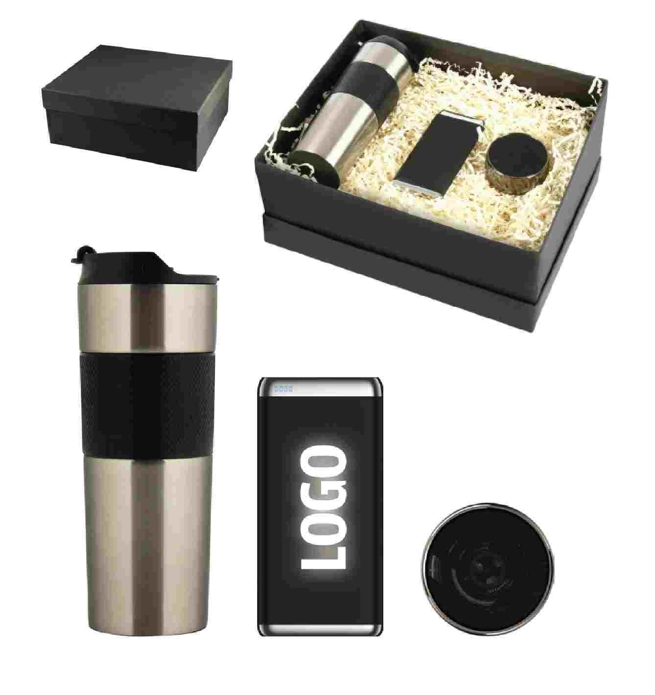 Promosyon VIP Set VIP-210 | Termos, French Press, Bluetooth Speaker ve Powerbank Hediye Seti