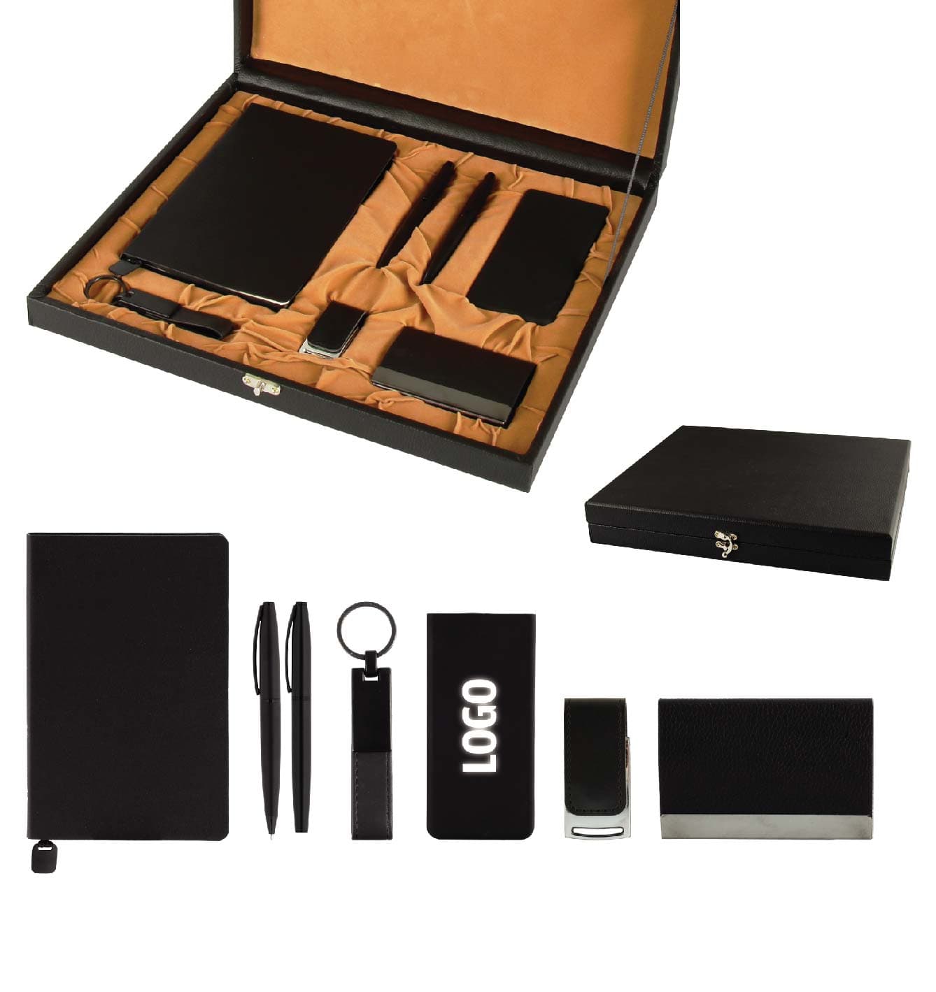Promosyon VIP Set VIP-250 | Defter, Powerbank, USB, Kalem, Anahtarlık ve Kartvizitlik Hediye Seti