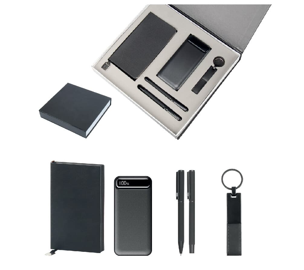 Promosyon VIP Set VIP-330 | 10.000 mAh Powerbank, Defter, Kalem ve Anahtarlıklı Premium Hediye Seti