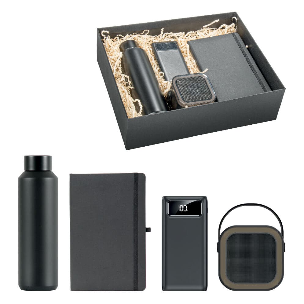 Promosyon VIP Set VIP-340 | Termos, 10.000 mAh Powerbank, Speaker ve Defterli Premium Hediye Seti