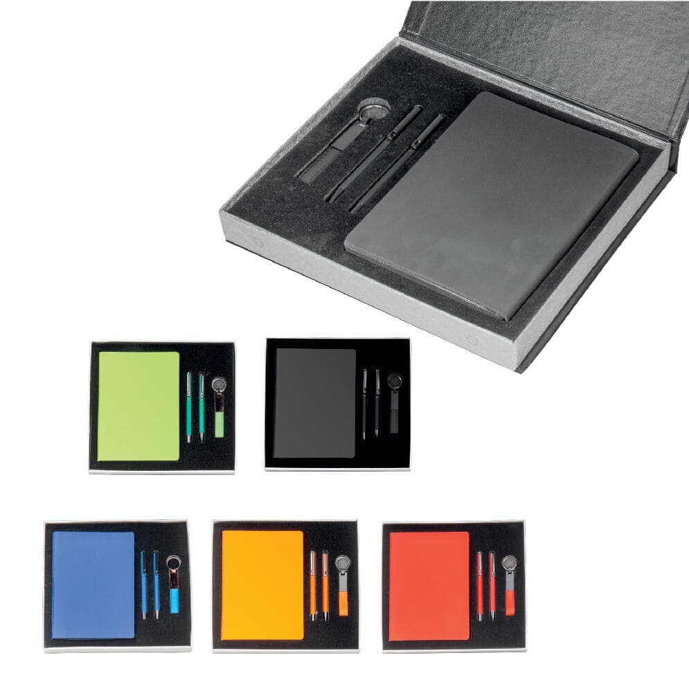 Promosyon VIP Set VIP-350 | Defter, Metal Kalem Seti ve Anahtarlıklı Şık Kurumsal Hediye Seti