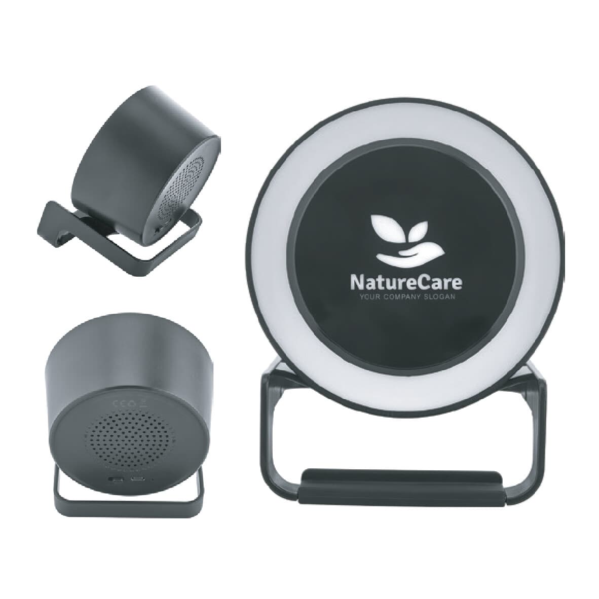 Promosyon Wireless Şarj & Bluetooth Hoparlör SPK-460 | 15W, LED Logo, 2'si 1 Arada