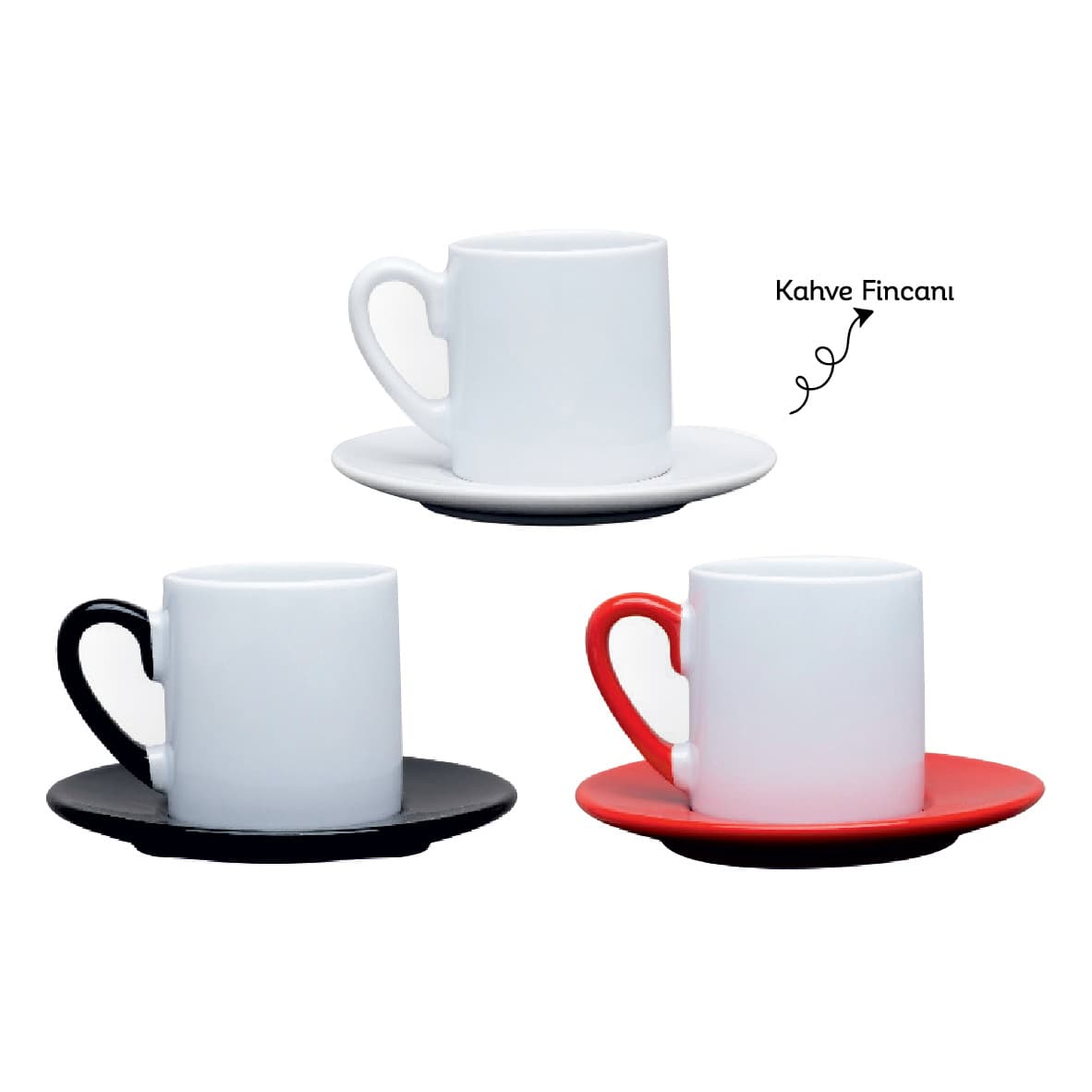 Promosyon 6'lı Kahve Fincanı KVF-100 | 65 ml Logo Baskılı Fincan Seti