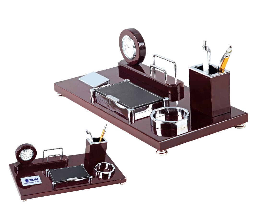 Promosyon Lüks Ahşap Masa Seti AH-110 | Kurumsal Masa Üstü Set