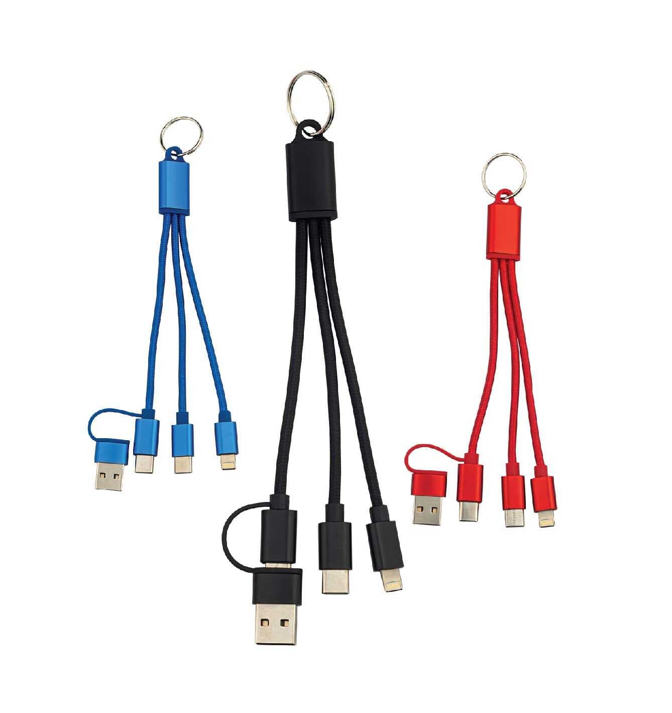 Promosyon Çoklu Şarj Kablosu KBL-390 | Anahtarlıklı, 3 Uçlu, Taşınabilir Teknolojik Ürün