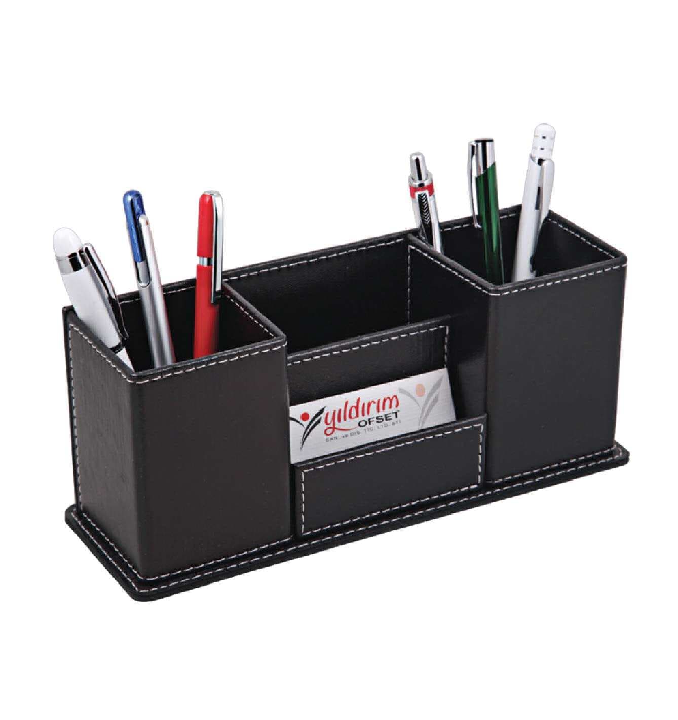 Promosyon Deri Kalemlik MS-130 | Kartvizit Bölmeli Masa Üstü Kalemlik
