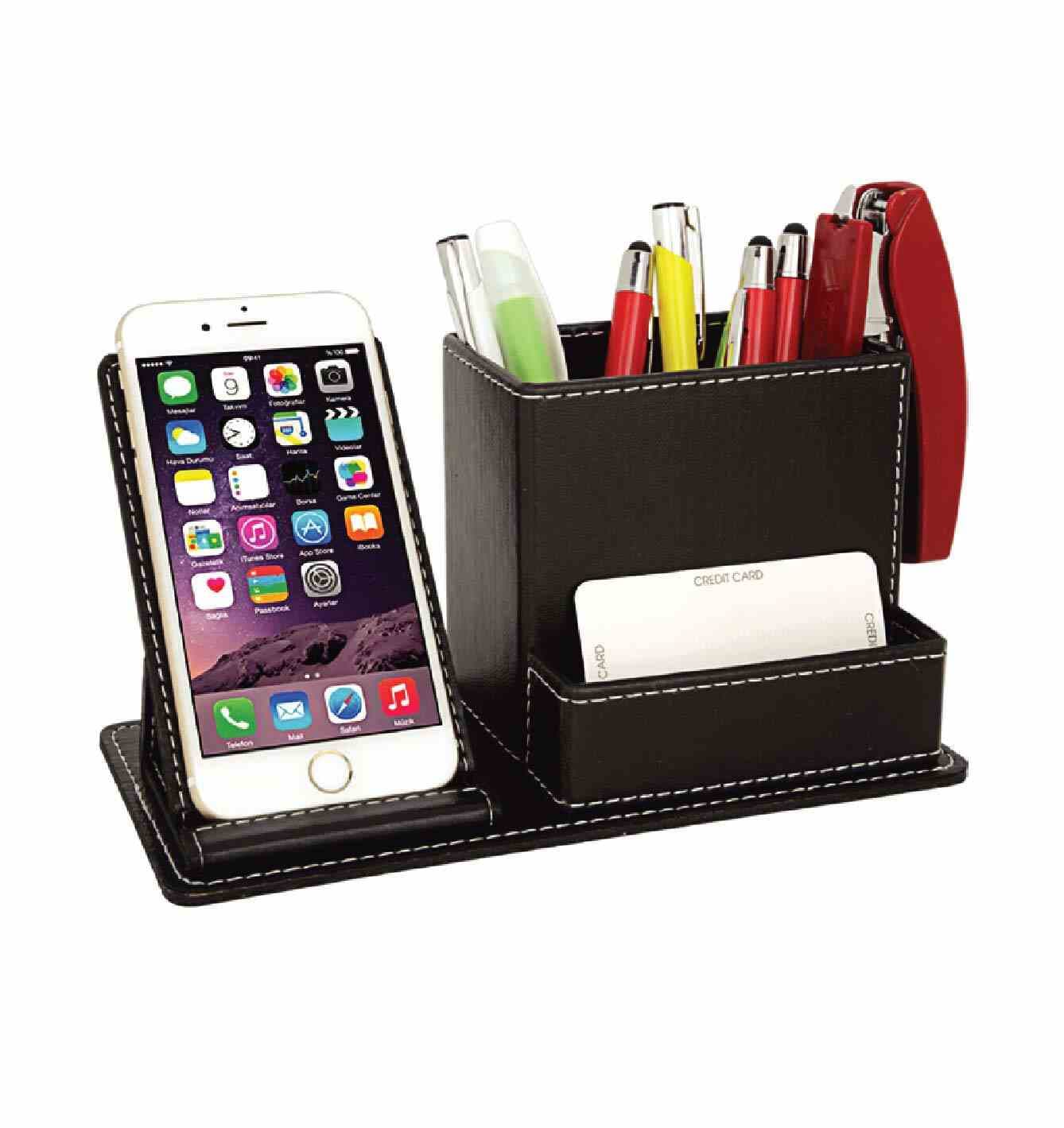 Promosyon Deri Kalemlik MS-160 | Kartvizit ve Telefon Bölmeli Masa Üstü Set
