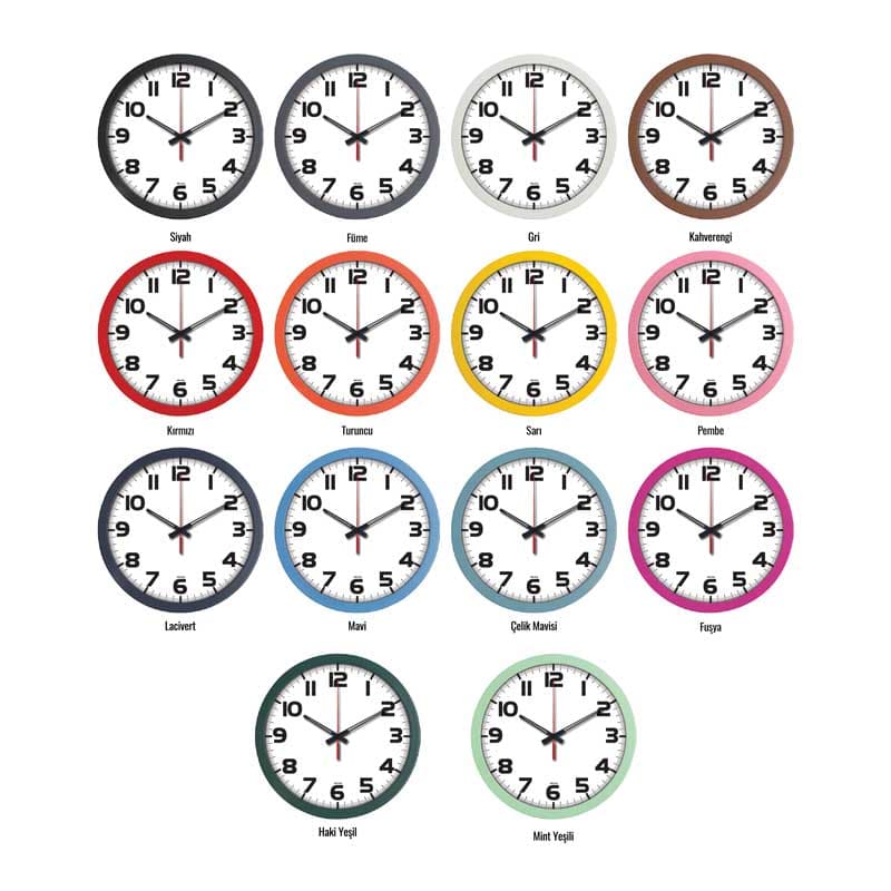 Promosyon Duvar Saati 35 cm Plastik Kasa DS-280 | Renk Seçenekli, Logo Uyumlu Kadran