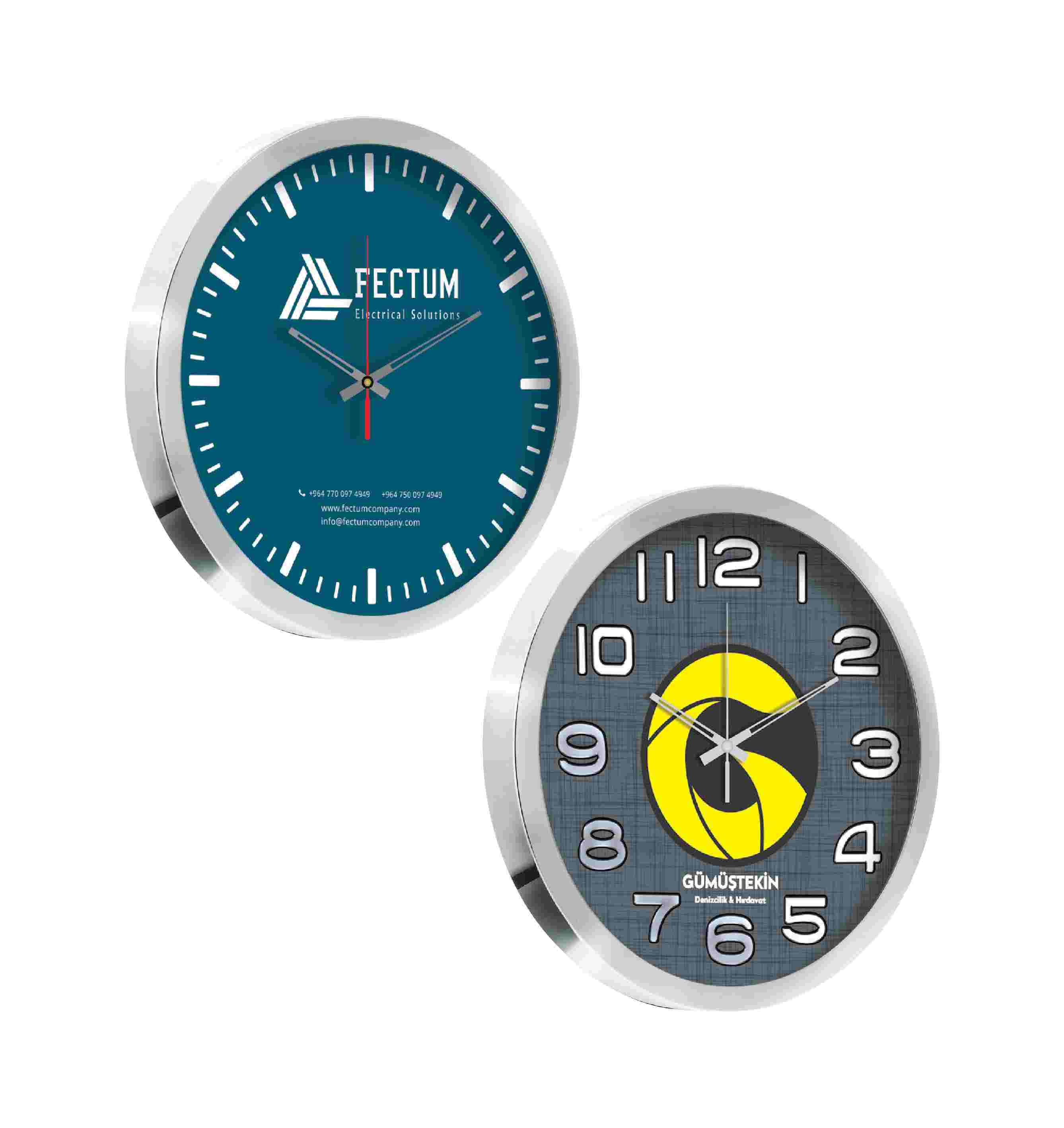 Promosyon Duvar Saati 35 cm Metal Kasa DS-210 | Logo Baskılı Şık Duvar Saati