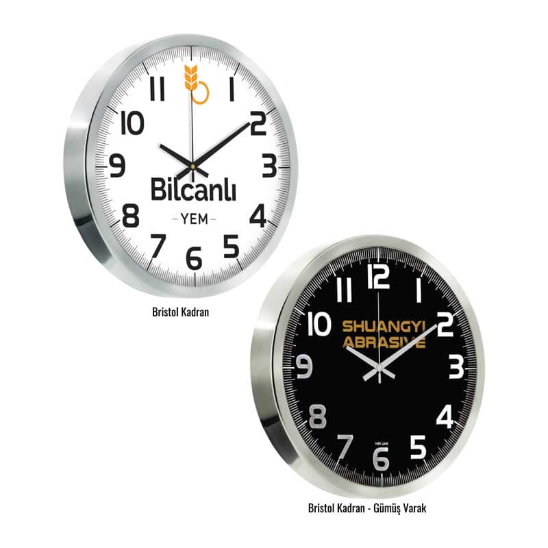 Promosyon Duvar Saati 40 cm Metal Kasa DS-200 | Logo Baskılı Premium Duvar Saati