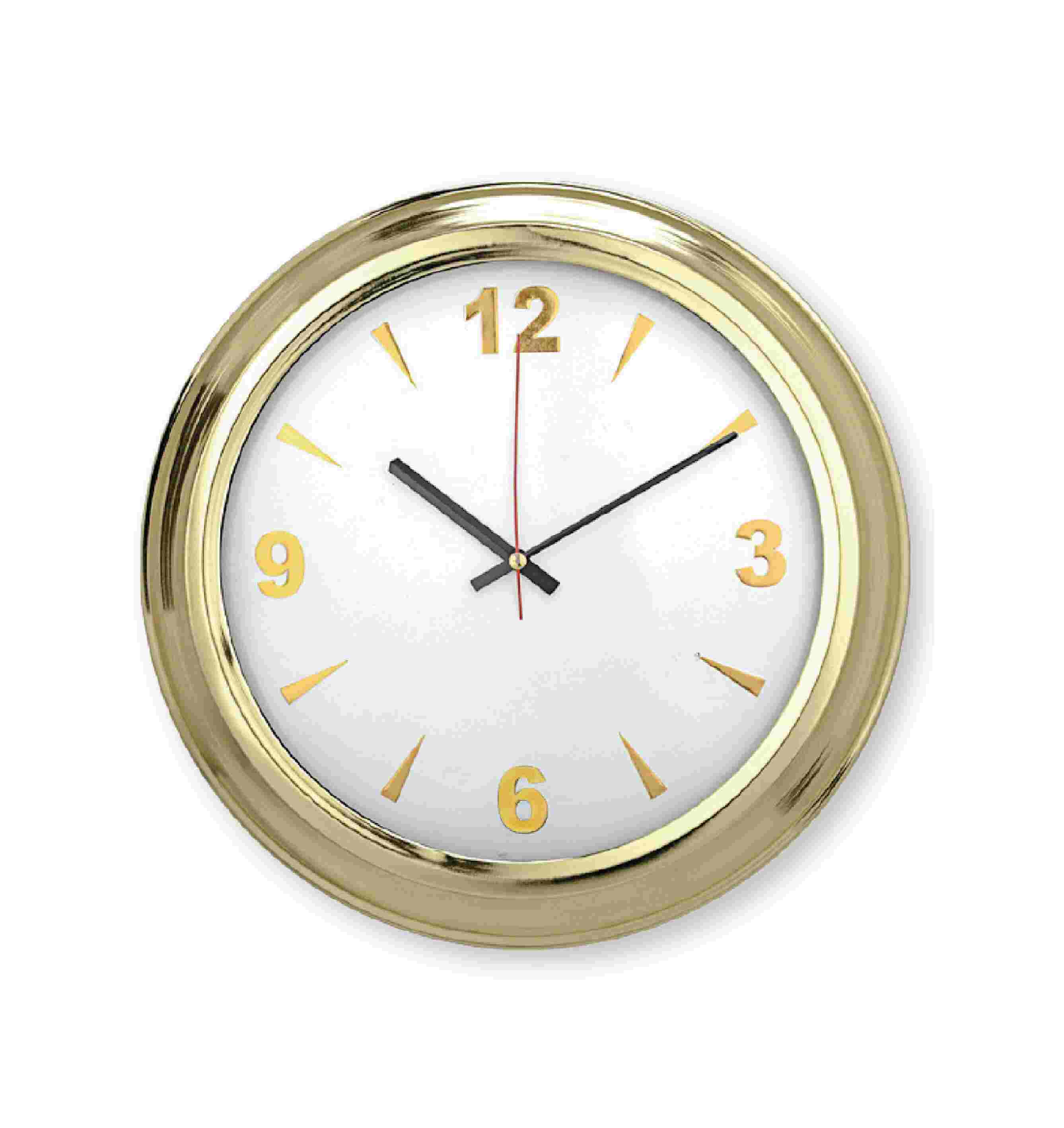 Promosyon Duvar Saati 38 cm Metal Kasa DS-130 | Pirinç Kaplama Logo Baskılı Duvar Saati