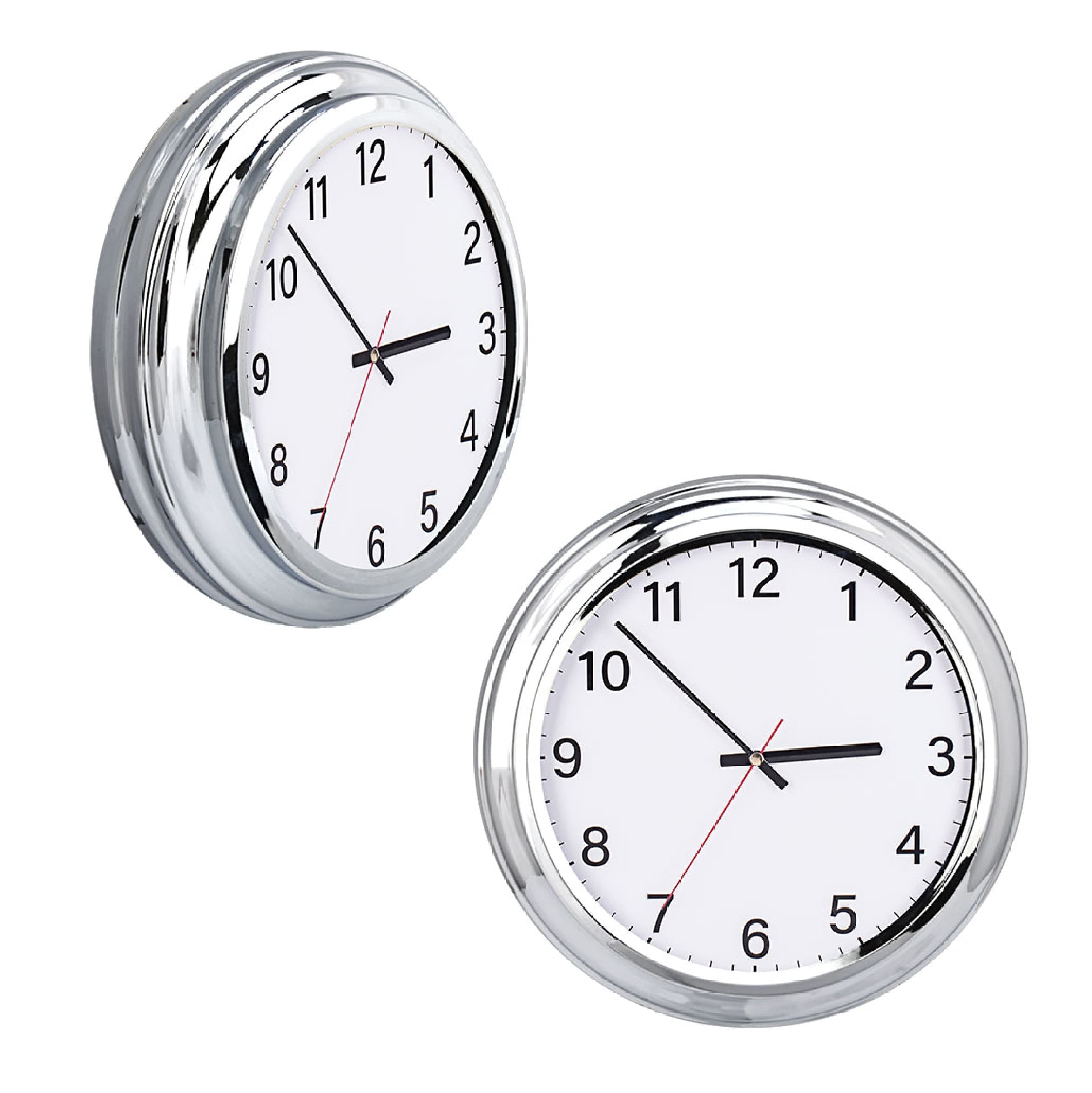 Promosyon Duvar Saati 38 cm Krom Kasa DS-136 | Logo Baskılı Kurumsal Duvar Saati