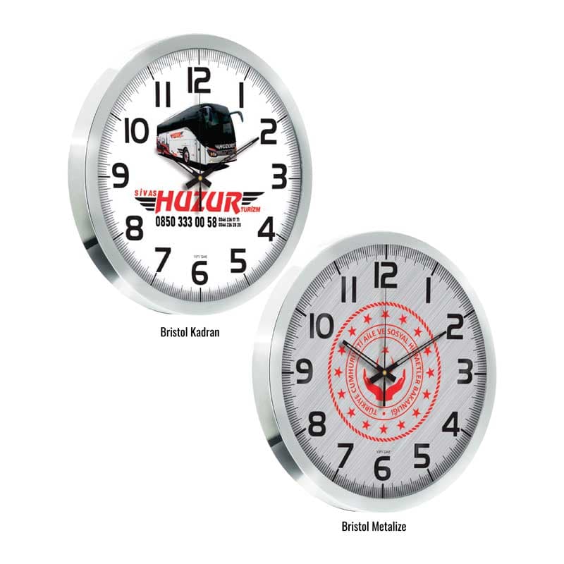 Promosyon Duvar Saati Metal Kasa DS-170 | Logo Baskılı 30 cm Duvar Saati