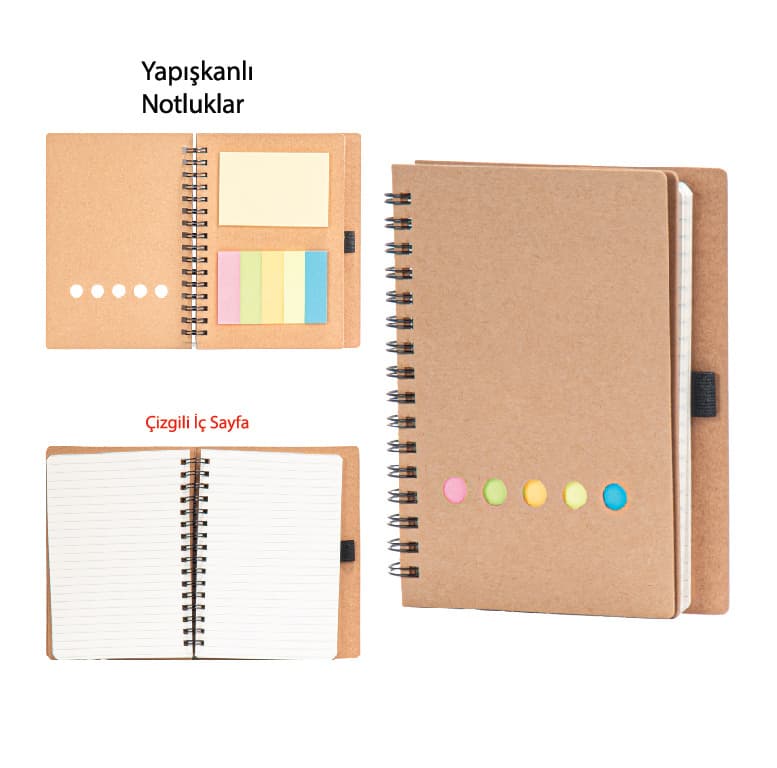 Promosyon Spiralli Notluk GD-210 | Kraft Kapak Logo Baskılı Not Defteri