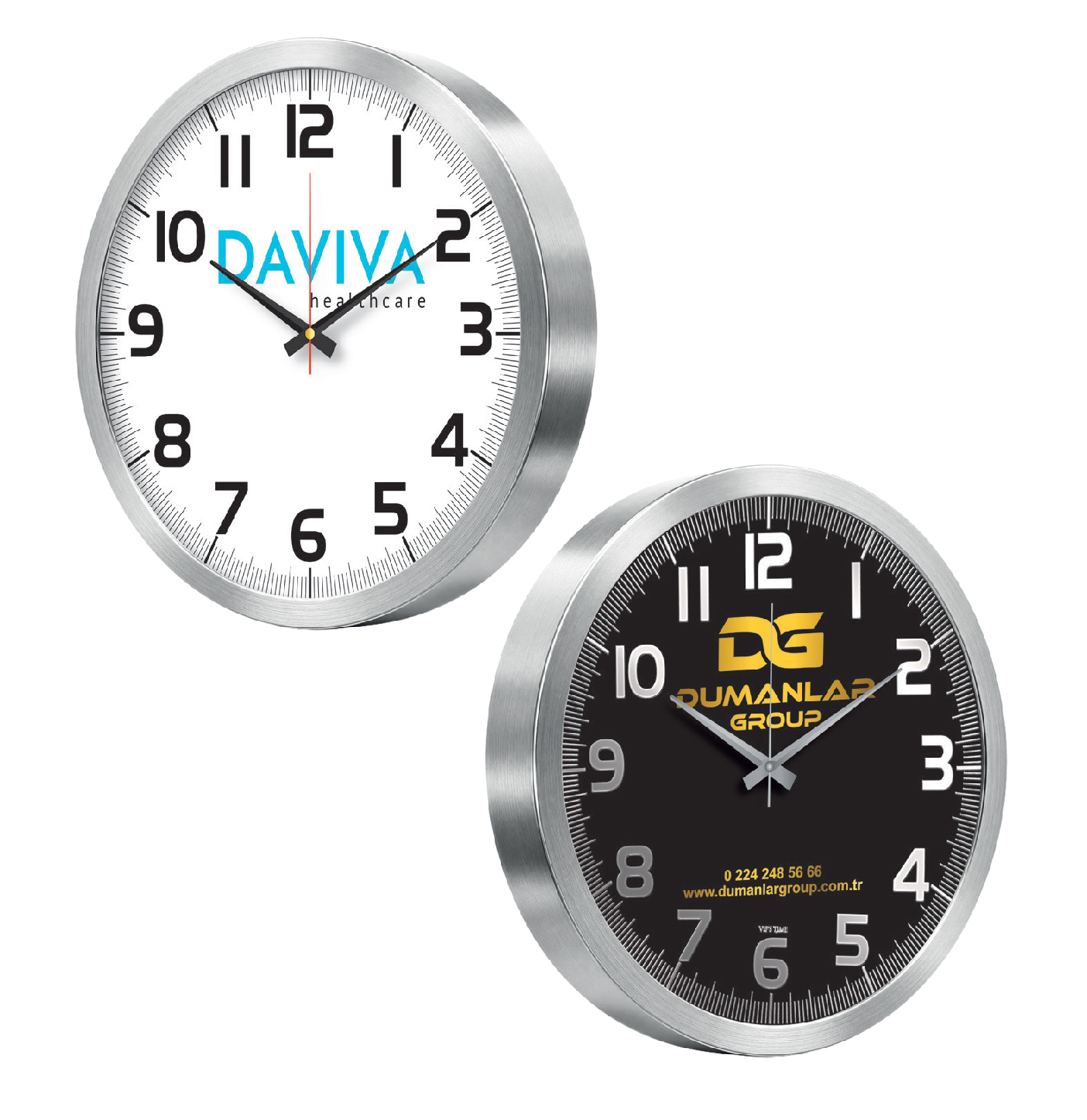 Promosyon Duvar Saati DS-100 | 40 cm Metal Kasa Logo Baskılı Duvar Saati
