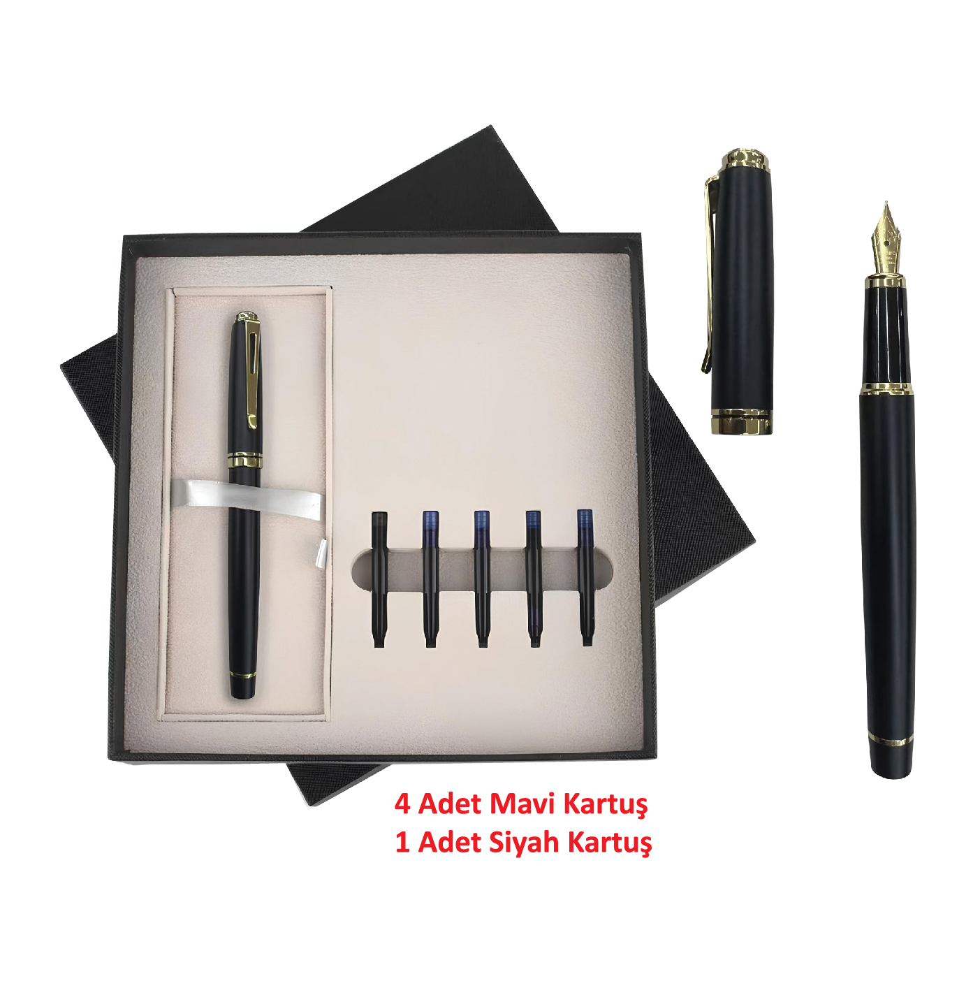 Promosyon Dolma Kalem Seti KS-250 | 5 Kartuşlu Özel Kutulu