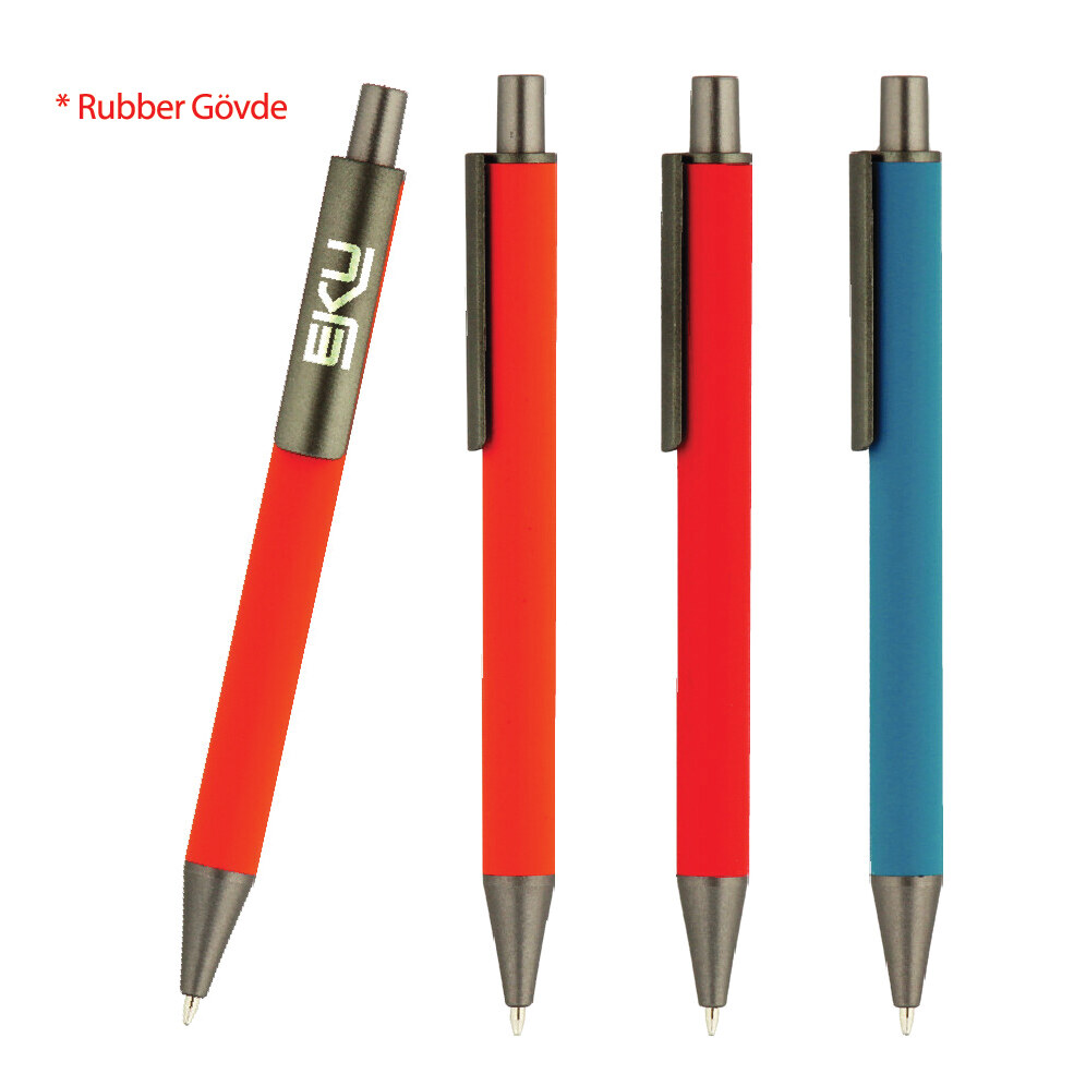 Promosyon Metal Kalem MK-110 | Logo Baskılı Rubber Gövdeli Metal Kalem