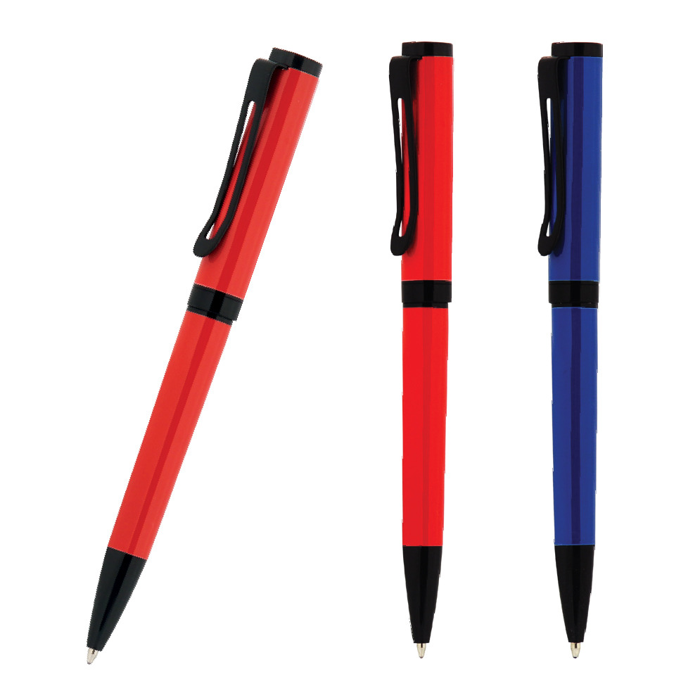 Promosyon Metal Kalem MK-330 | Siyah Detaylı Logo Baskılı Premium Metal Kalem