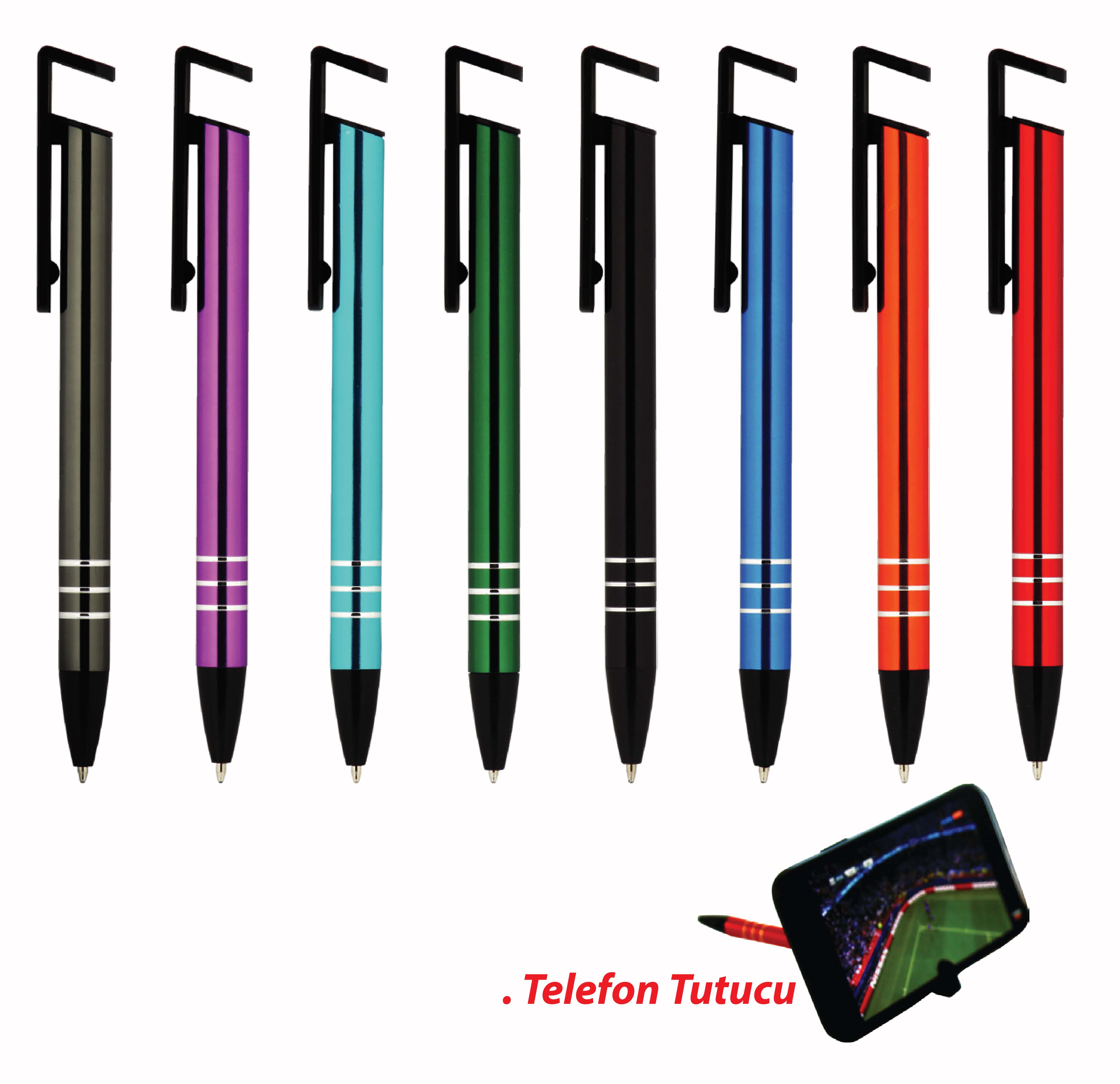 Promosyon Metal Kalem MK-340 | Telefon Tutuculu Logo Baskılı Metal Kalem