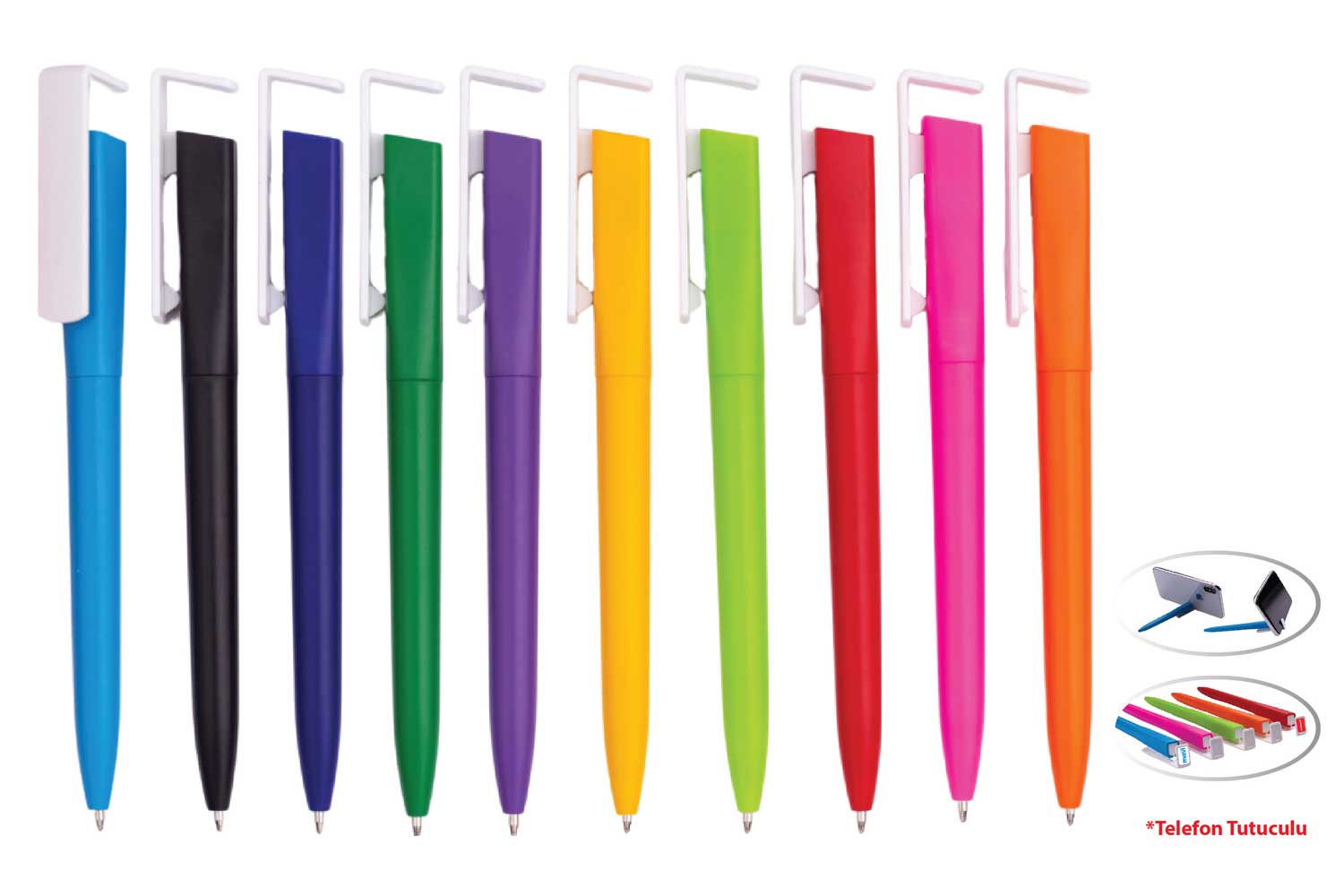 Promosyon Plastik Kalem PLS-500 | Beyaz Klipsli Renkli Gövde