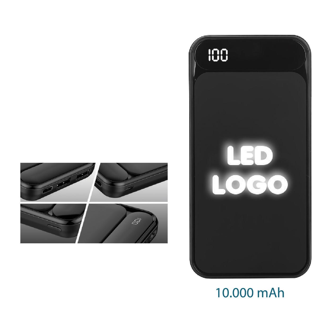 Promosyon Powerbank 10.000 mAh PB-260 | Işıklı Logo Baskılı Powerbank