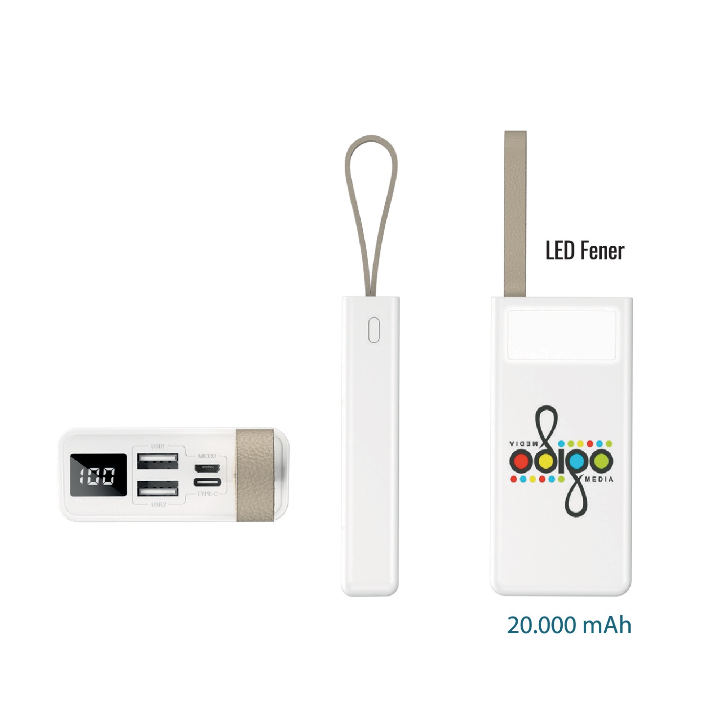 Promosyon Powerbank 20.000 mAh PB-220 | Logo Baskılı Yüksek Kapasiteli Powerbank