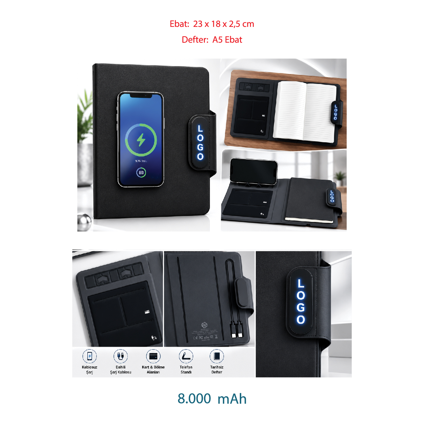 Promosyon Powerbank Organizer PB-370 | 8.000 mAh