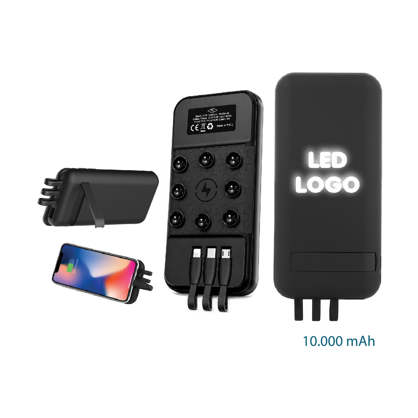 Promosyon Powerbank 10.000 mAh Wireless Ayaklı Standlı PB-120 | LED Logo Baskılı Powerbank